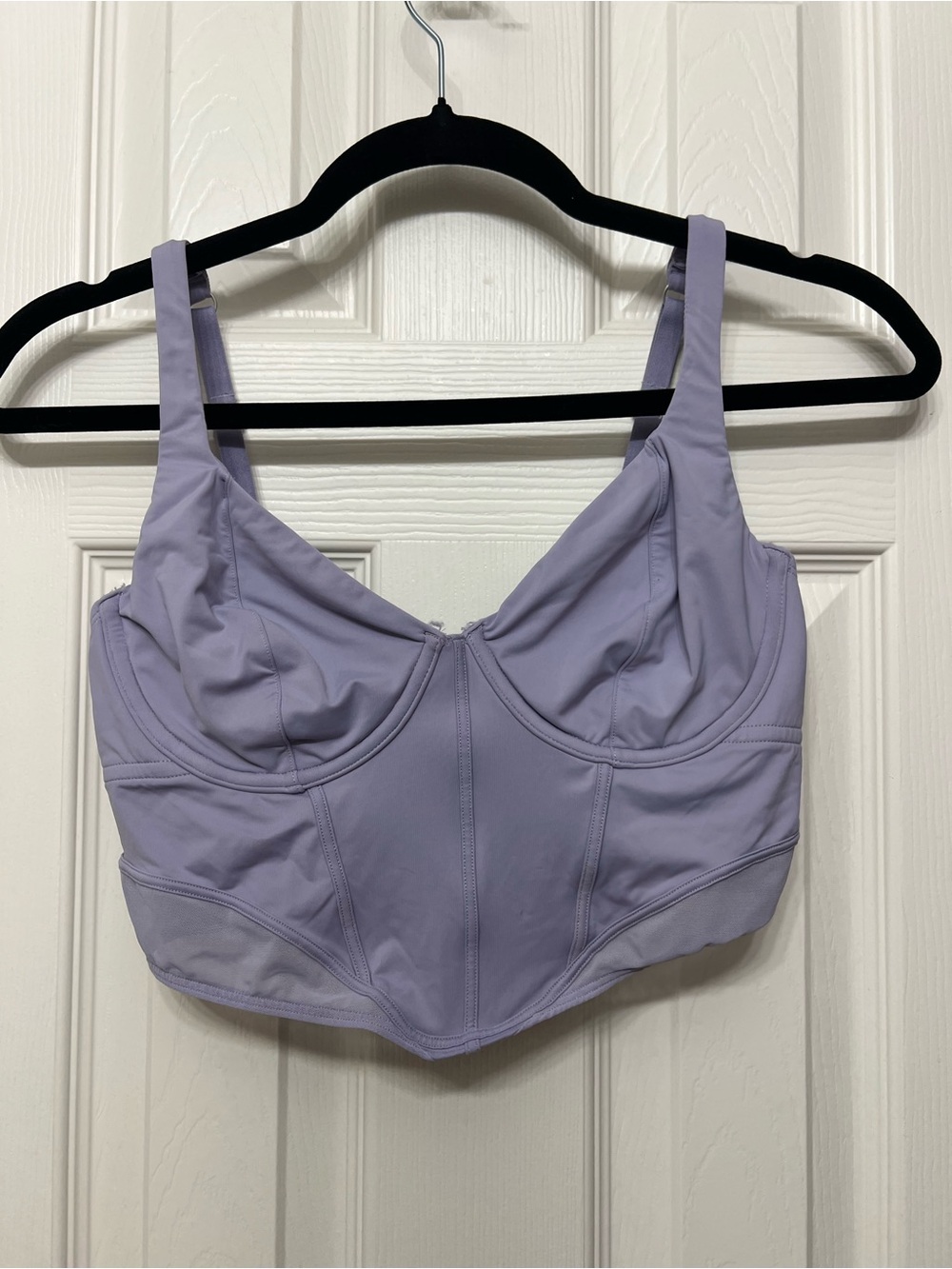 Lilac Longline Bralette with Supportive Seams - Women Tops Bras